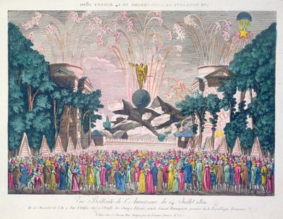 Fireworks at the Etoile, Champs-Elysees, Paris, to Celebrate the Anniversary of the 14th July, 1801 by French School
